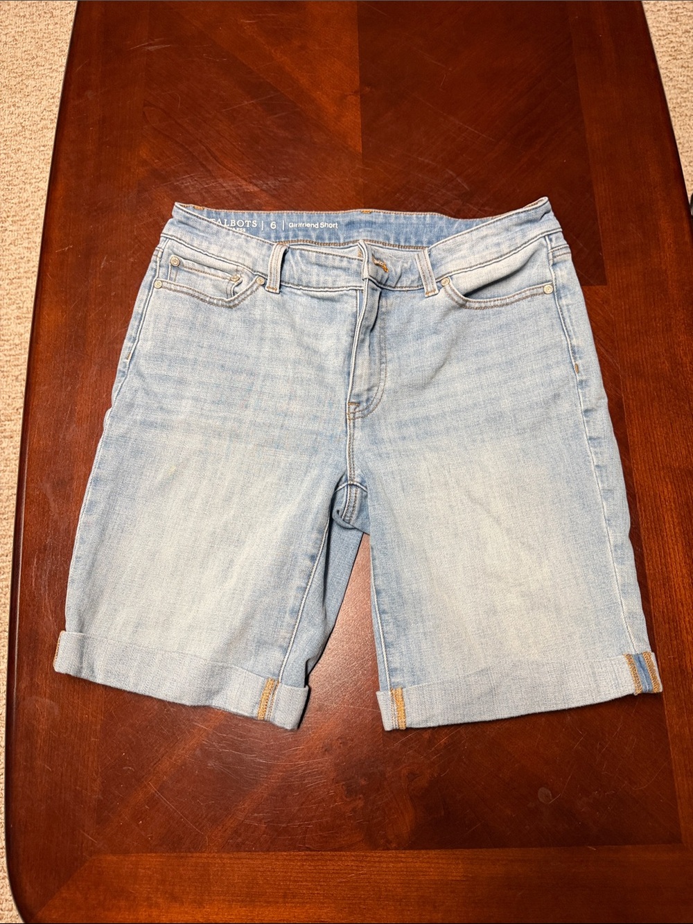 Talbots Light Blue Rolled-Cuff Denim Bermuda Shorts